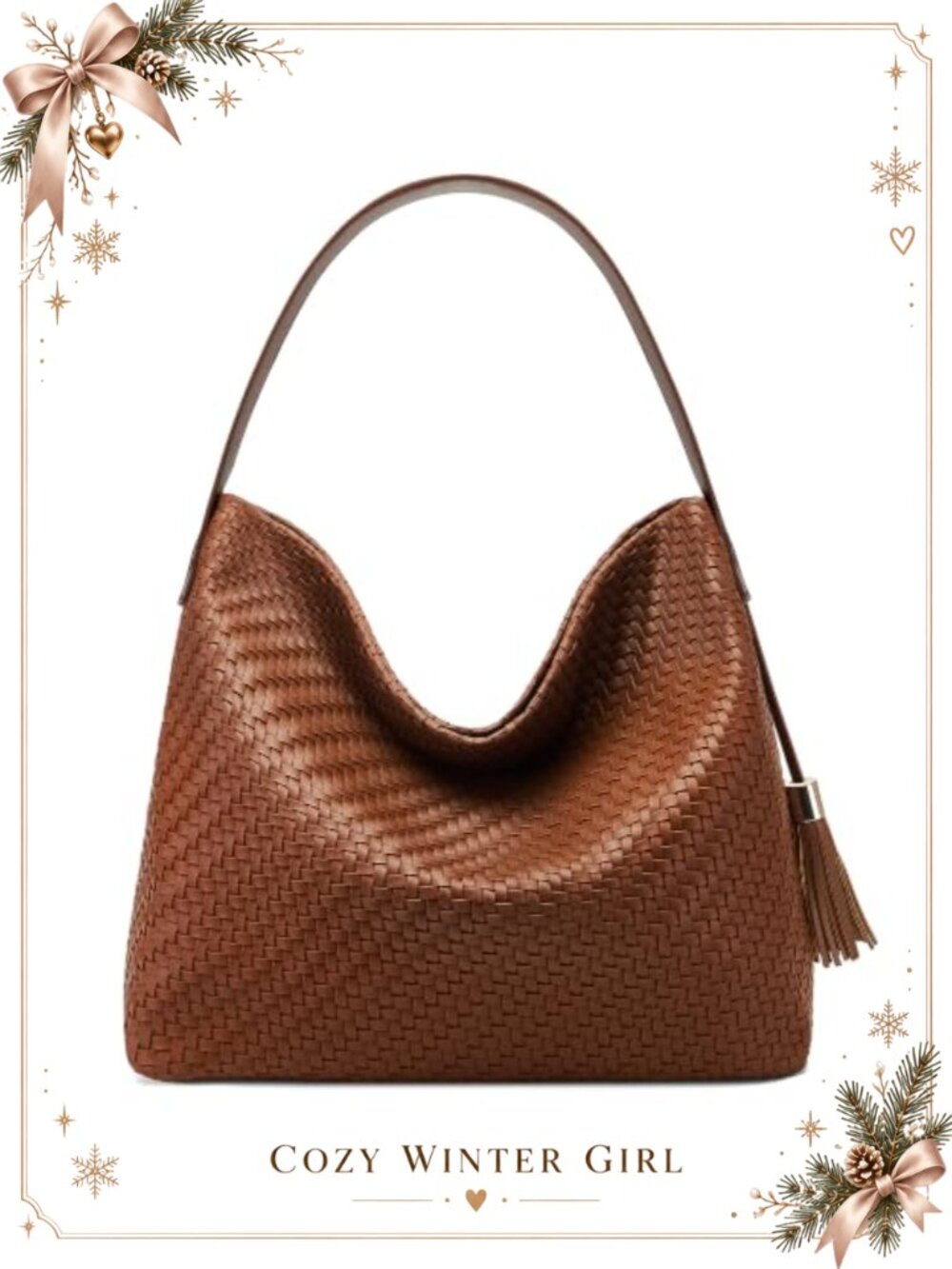 Woven Tote Bag Slouchy Shoulder Handbag Adjustable Strap